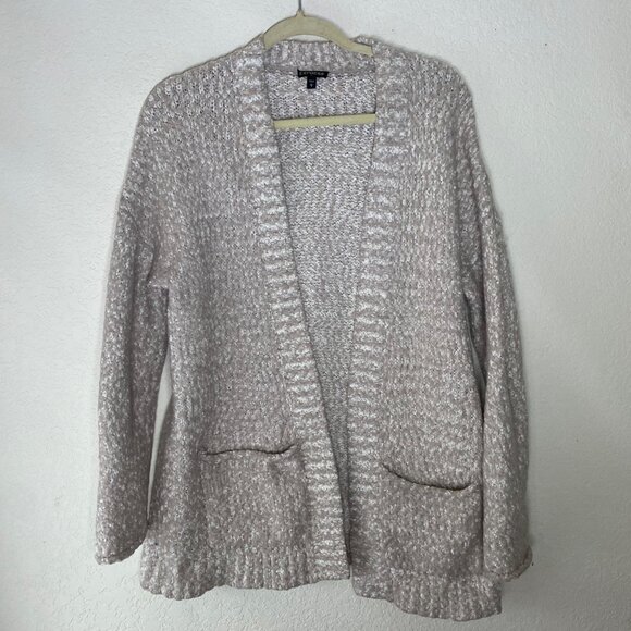 Express Open Front Knit Cardigan Sweater Womens Size  L Beige Cozy Casual Neutra - Picture 1 of 8